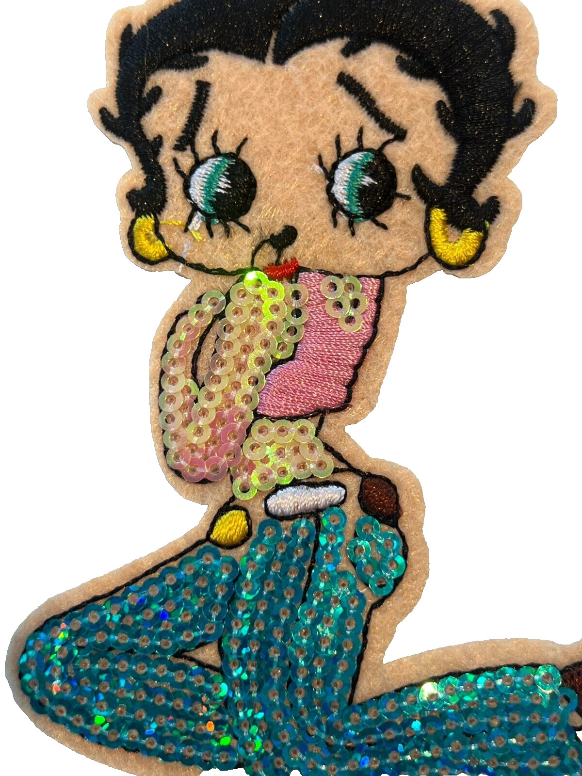 BETTY BOOP - BLUE PANTS - SEQUENCE & Embroidered Iron-On/Sew-On Patch