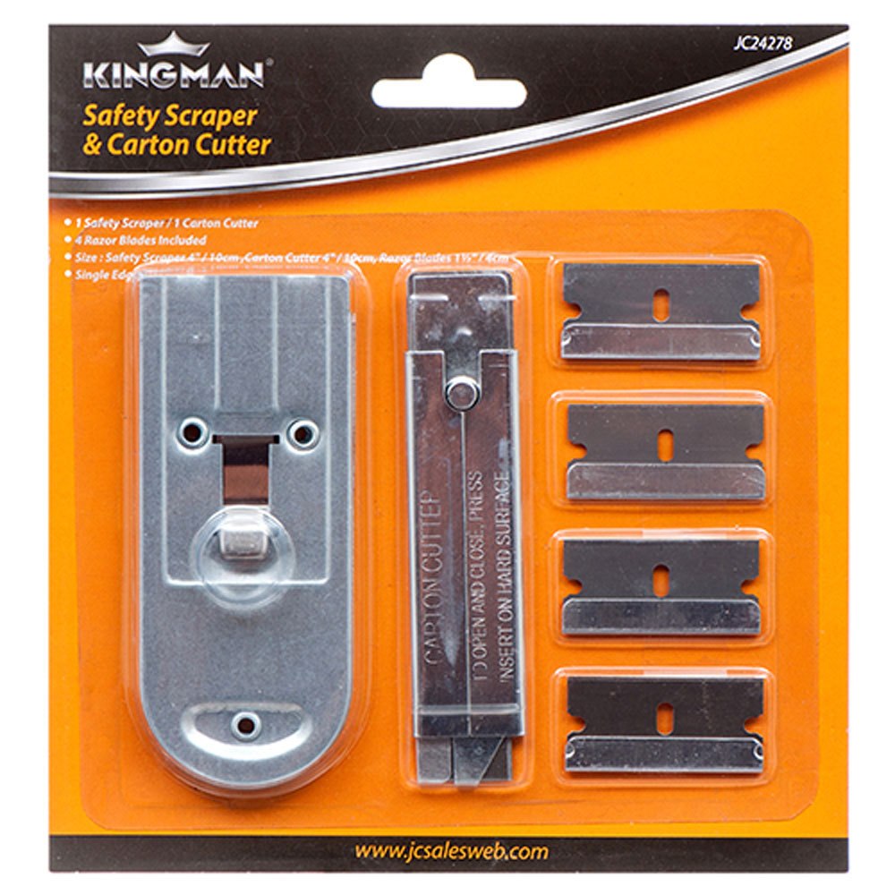 Glass Paint Safety SCRAPER Carton Box CUTTER Knife + Razor Blades Single Edge