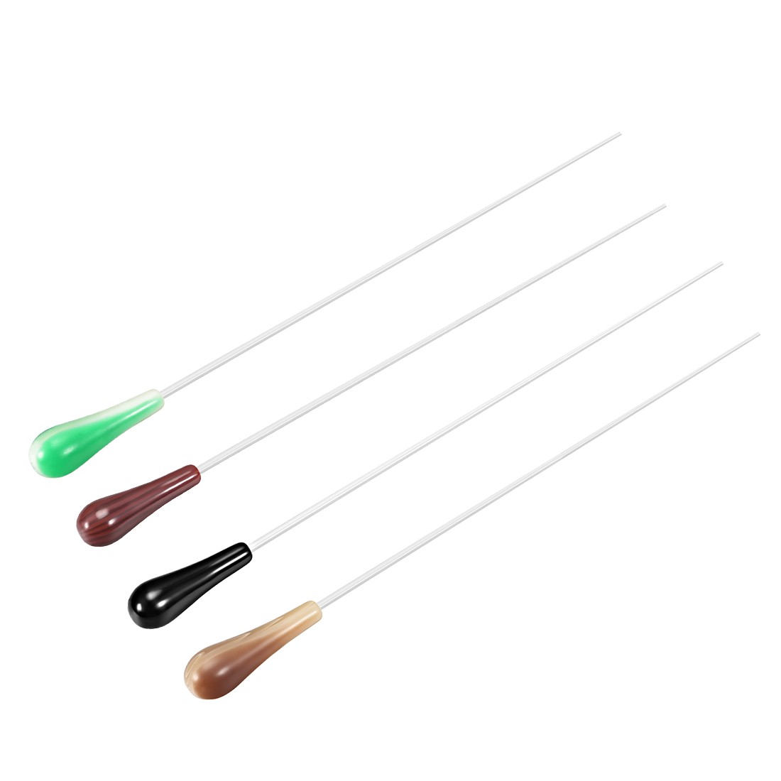 Music Conductor Baton 15.35" Brown Red Black Green Handle 4pcs