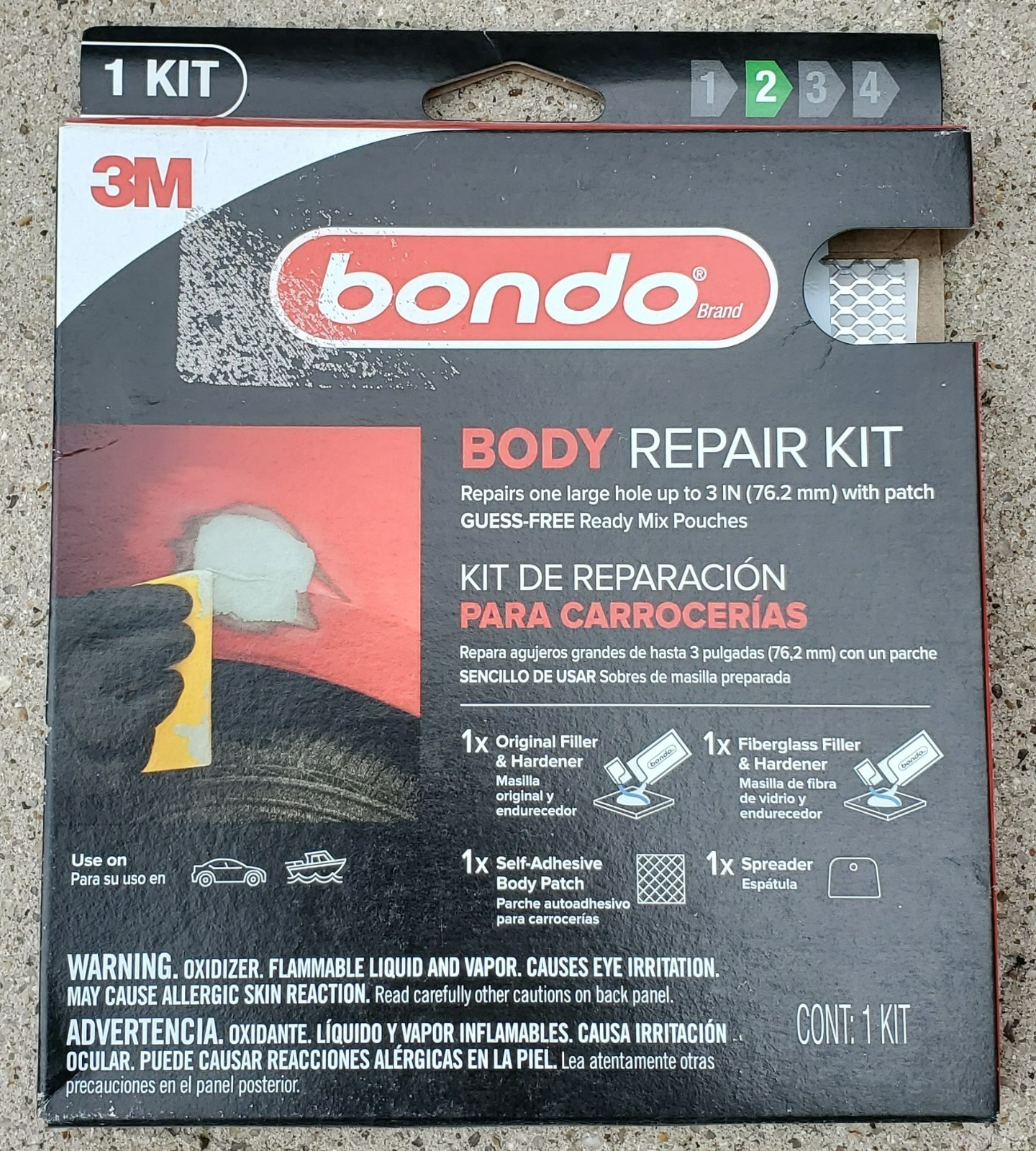 Bondo Stage 2 Body Repair Kit For Holes Up To 3" Ready To Mix Pouches