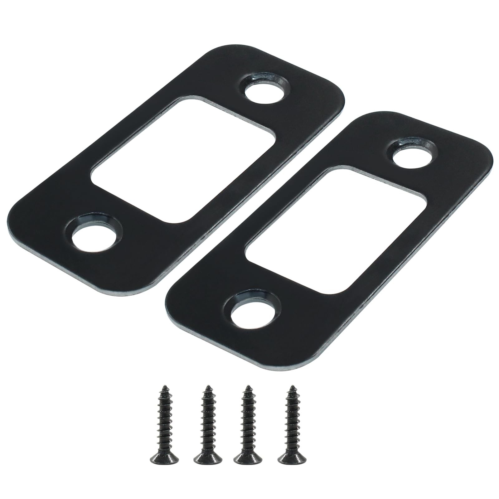 BokWin 2 Pack Latch Strike Plate, 1" x 2 1/4" Deadbolt Plate Black...
