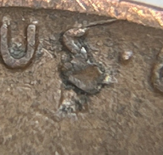 1938 D Lincoln Wheat Penny Error Strike Through Copper Shaving Reverse