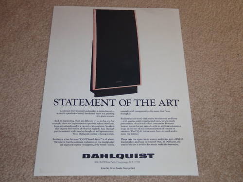 Dahlquist DQ-20 Speaker Ad, 1988, Article, Phased Array
