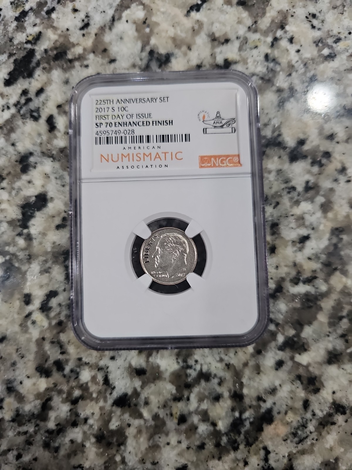 2017 S Roosevelt Dime graded NGC SP 70 Enhanced Finish, First Day of Issue-ANA!