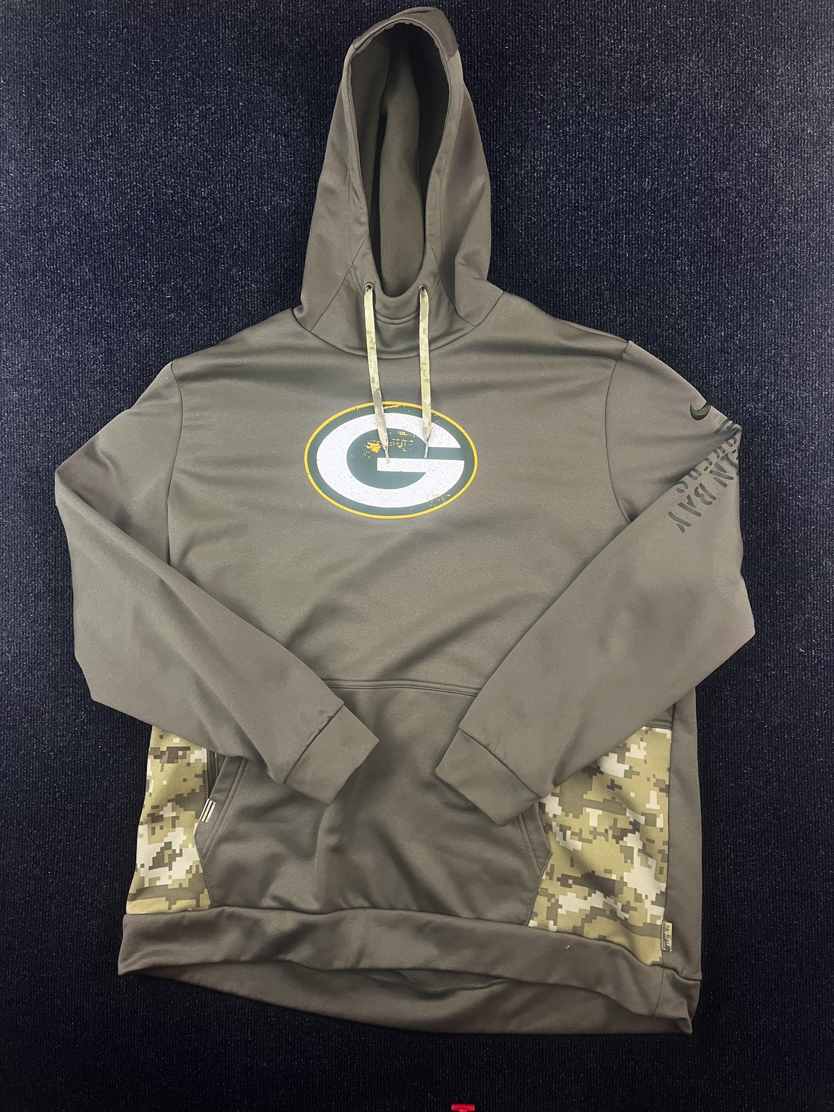 Green Bay Packers Hoodie Mens 2XL Nike Therma Fit NFL Salute to Service Olive