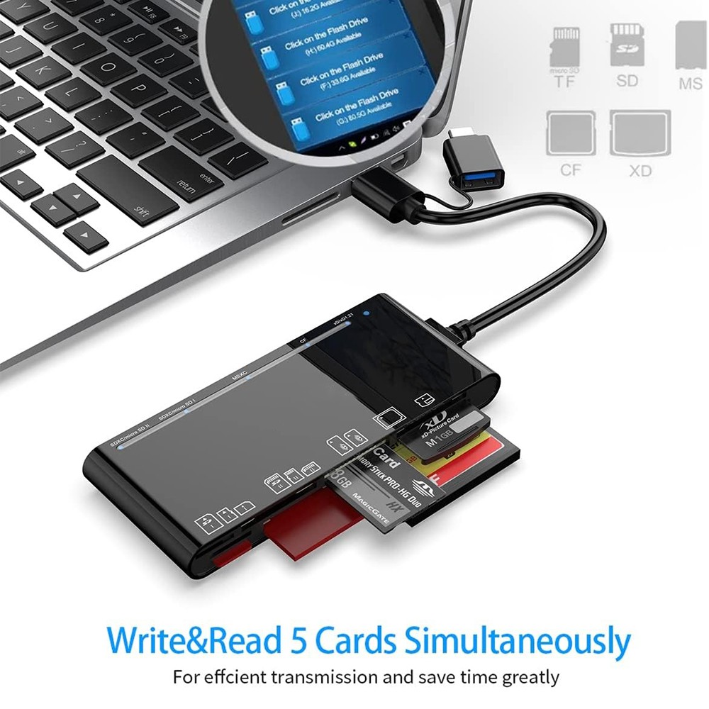 7-in-1 USB 3.0 Memory Card Reader High-Speed Adapter for Micro SD SDXC CF SDHC