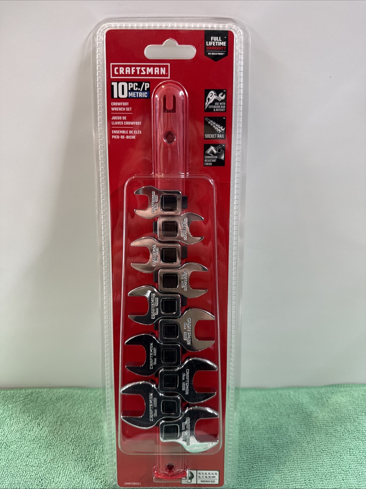 NEW Craftsman 10-Pc Metric Crowfoot Wrench Set with Rack 10-19 mm - CMMT12053LZ