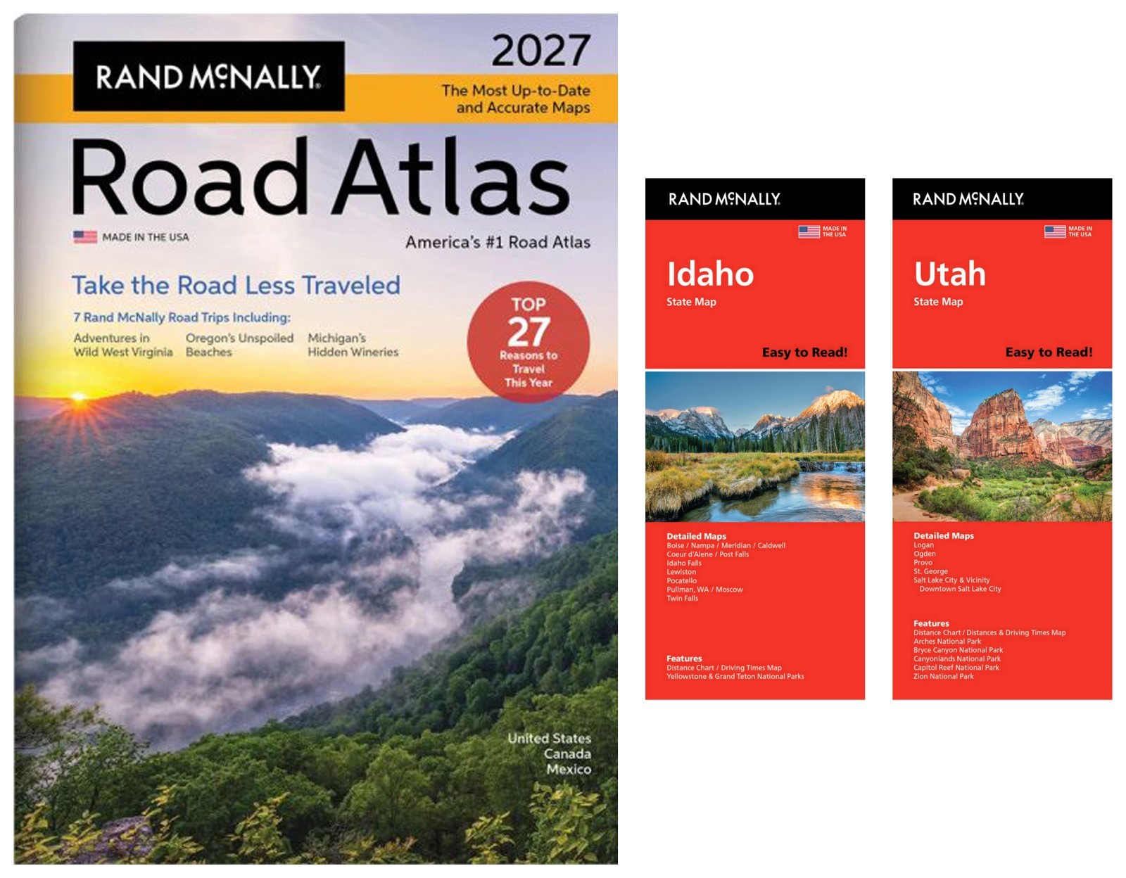 Rand McNally 2027 Road Atlas with Easy-to-Read Idaho & Utah State Maps