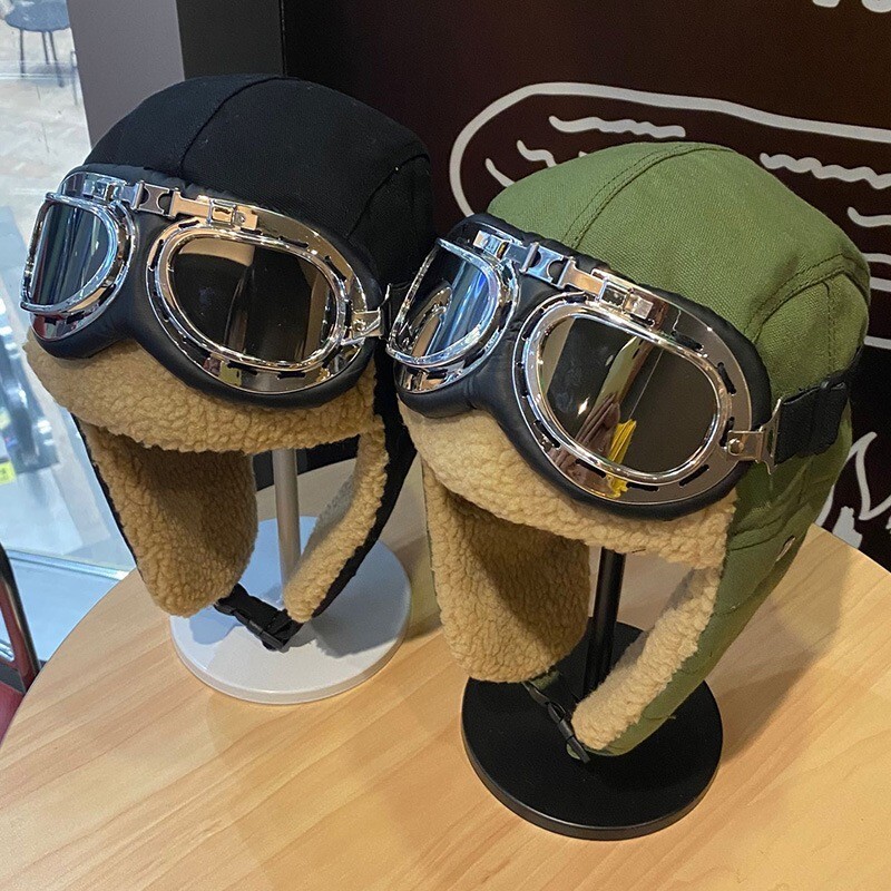 Pilot hat winter thickened warm cycling ear protection glasses Lei Feng hat