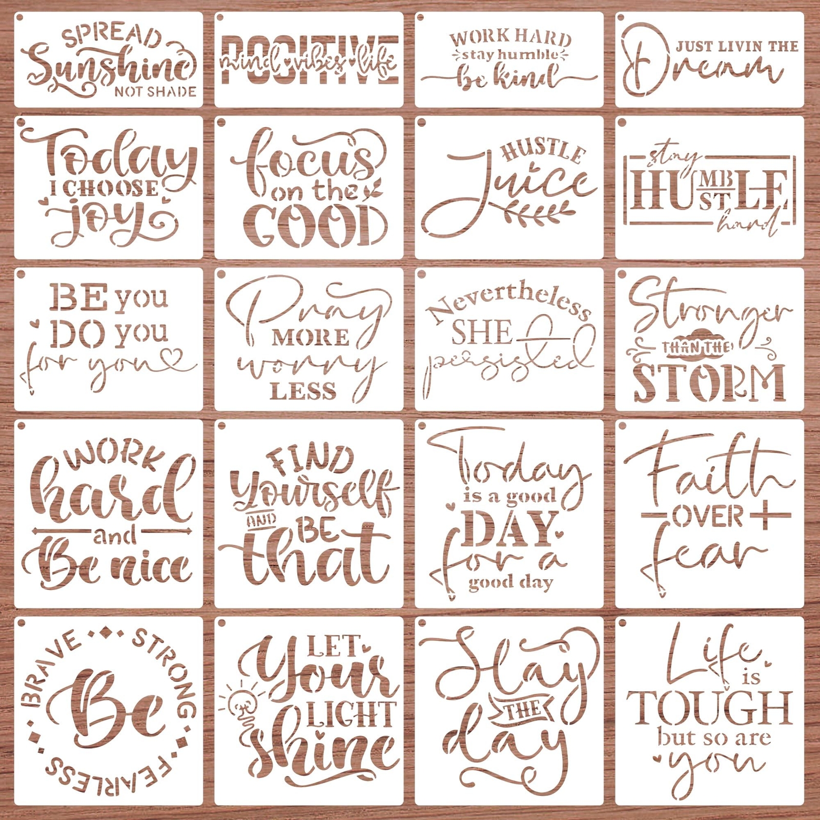 Inspirational Word Stencils for Crafts,20 Pieces Reusable Motivational Quote ...