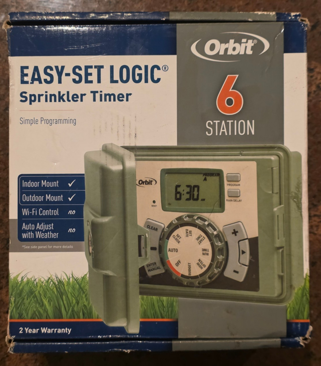 Orbit 57896 6-Station Easy-Set Logic Indoor/Outdoor Sprinkler Timer