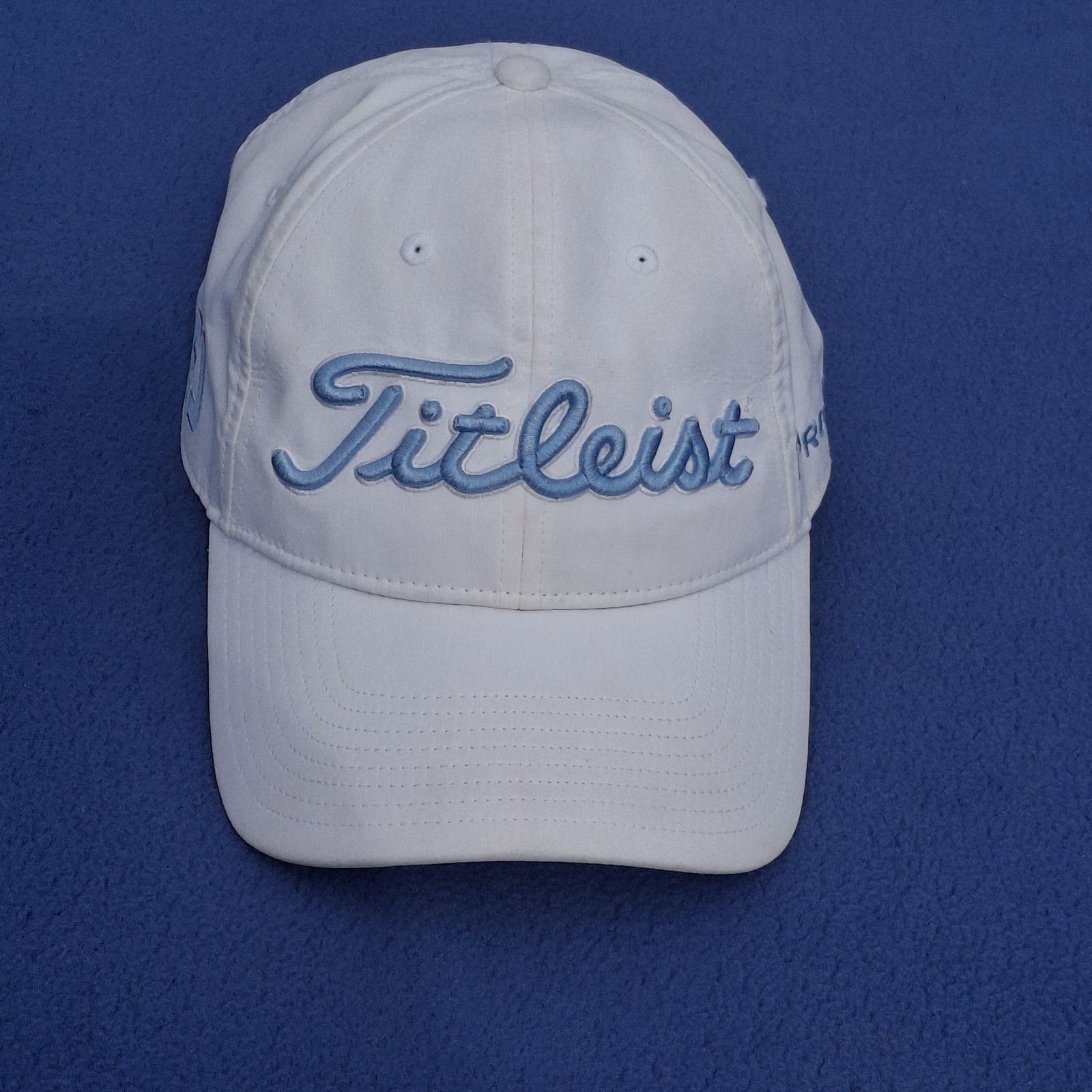 Titleist Pro V1 FJ Hat Cap White w/Light Blue Lettering Embroidered Adjustable