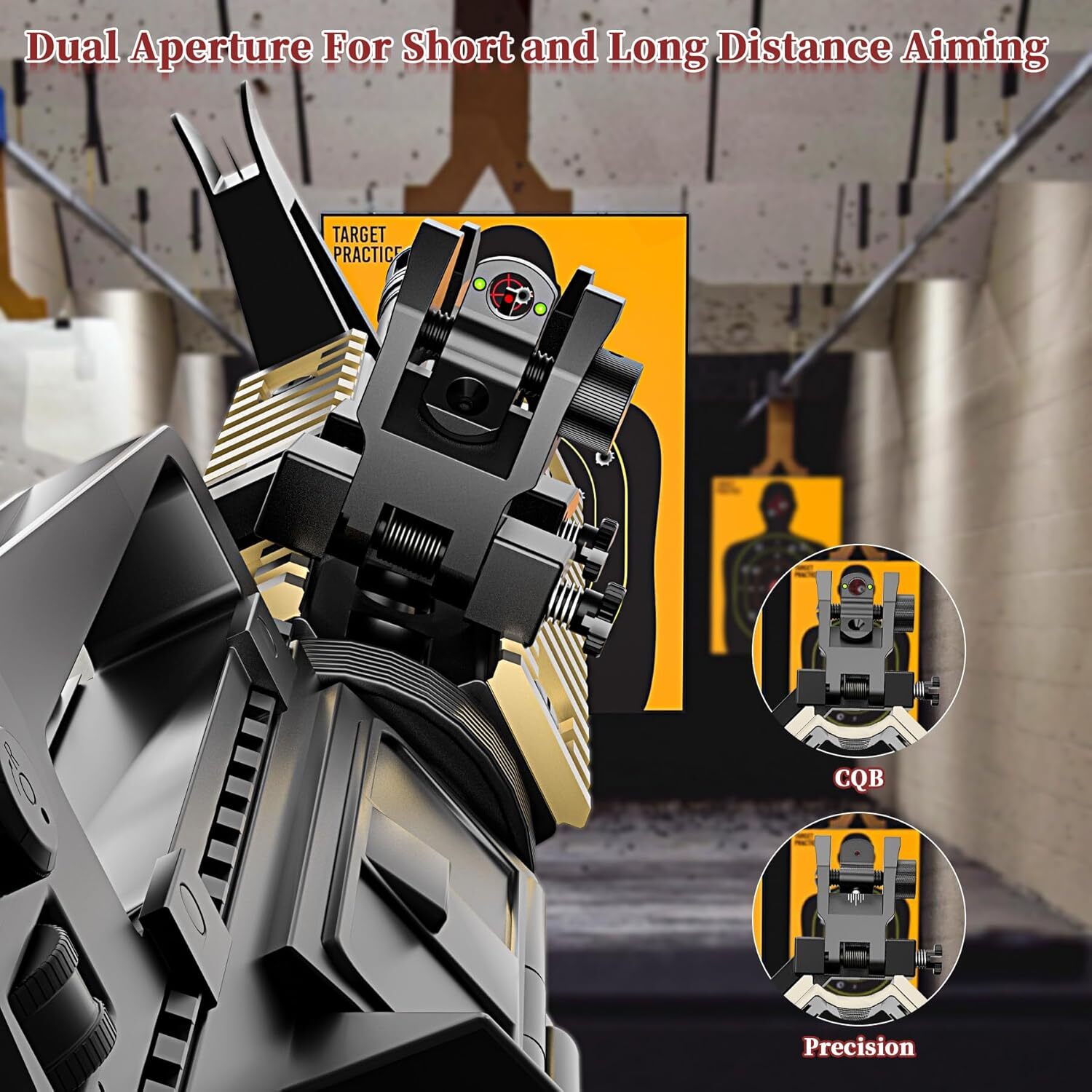 Fiber Optics Iron Sights Flip-up Front and Rear Sights 45 Degree Offset Tactical