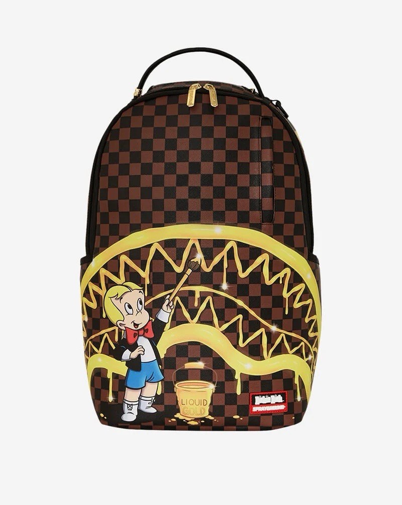 Sprayground Richie Rich Gold Shark Mouth Backpack NEW FREE SHIPPING