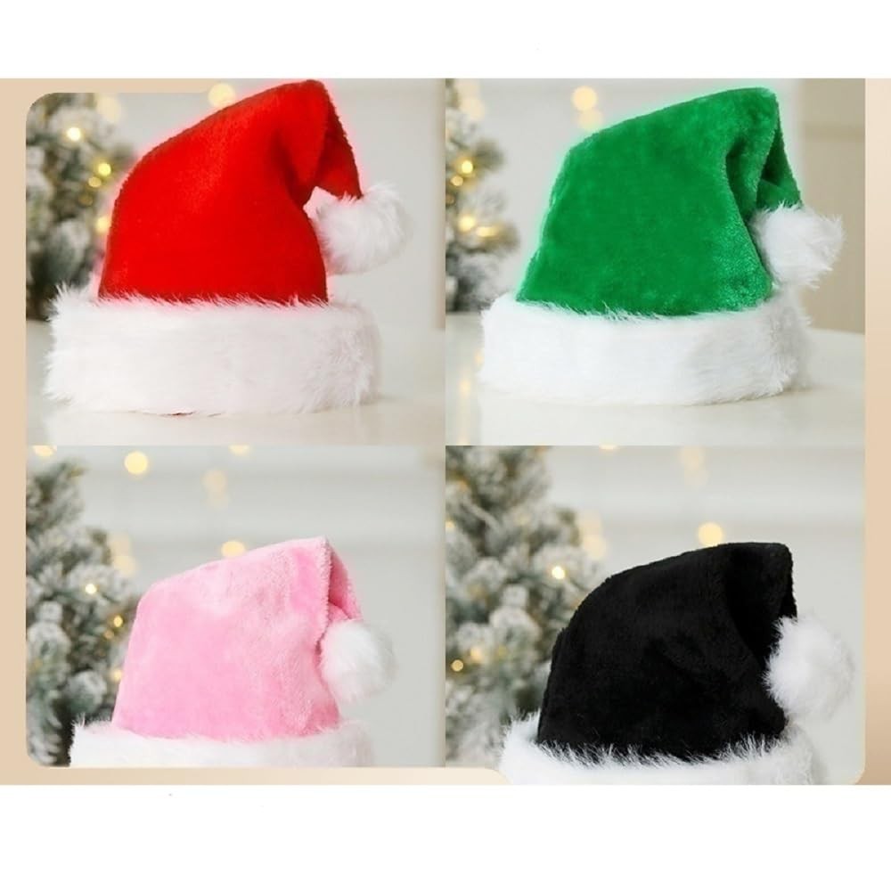 Zhzrche Santa Hat for Adults,Christmas Hat, Xmas Holiday Large, Black