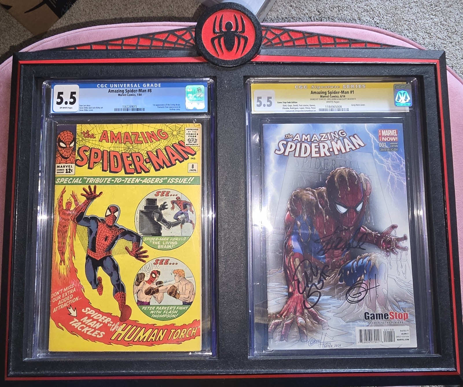 Double Graded Comic Book Frame Black CGC forGraded Comics SPIDER-MAN CUSTOM OOAK