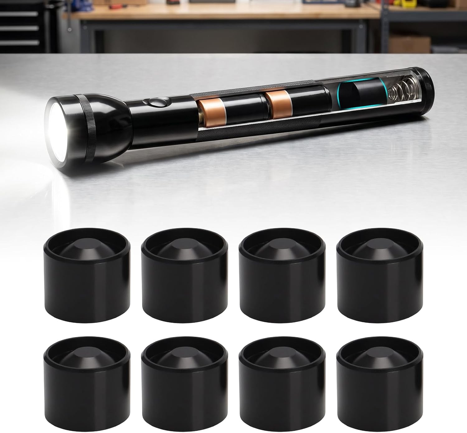 8x Anodized Aluminum Non Freeze Plugs For Maglite C Cell Dry Storage Hidden Cups