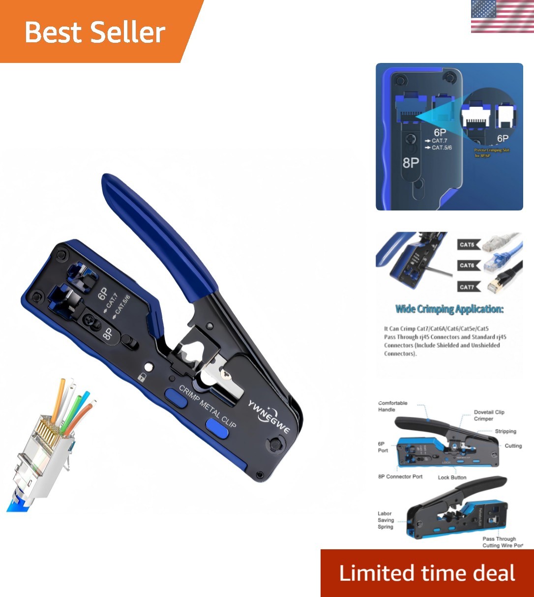 Professional RJ45 Crimp Tool for Home Networking - Lightweight & Efficient