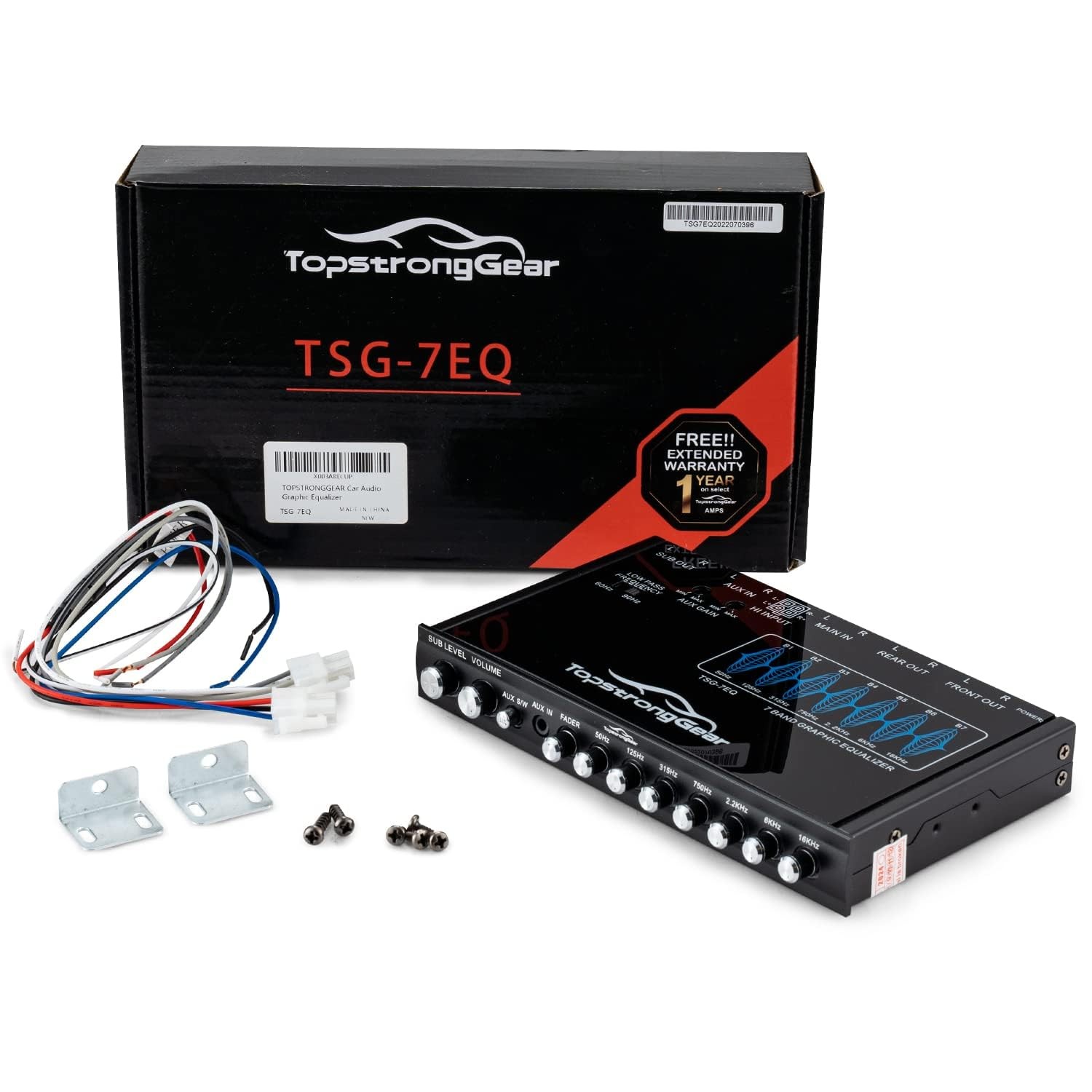 TOPSTRONGGEAR TSG7EQ 7-Band Car Audio Graphic Equalizer with Front Black