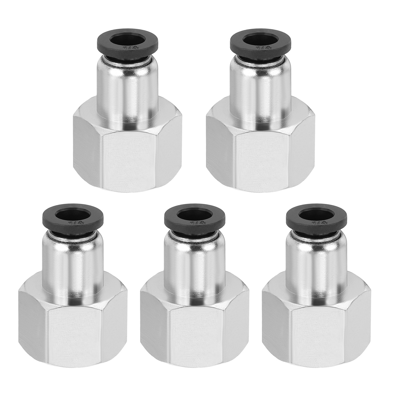 5 Pcs NPT Female 1/4 Inch OD x 3/8" NPT Thread Push to Connect Fittings, Black