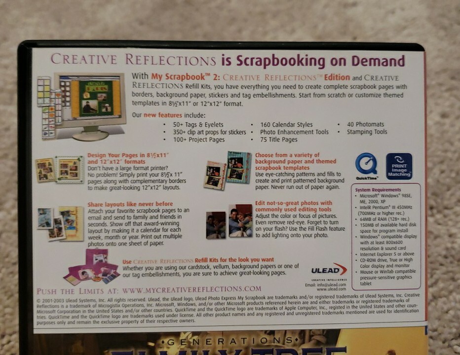 My Scrapbook 2 Creative Reflections Edition & Generations Family Tree PC Program
