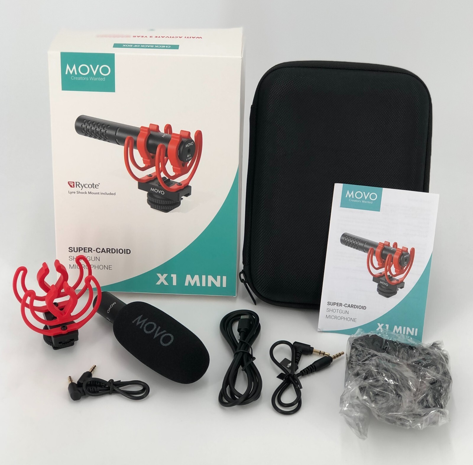 Movo X1-Mini Video Supercardioid Shotgun Microphone - USB-C/3.5mm