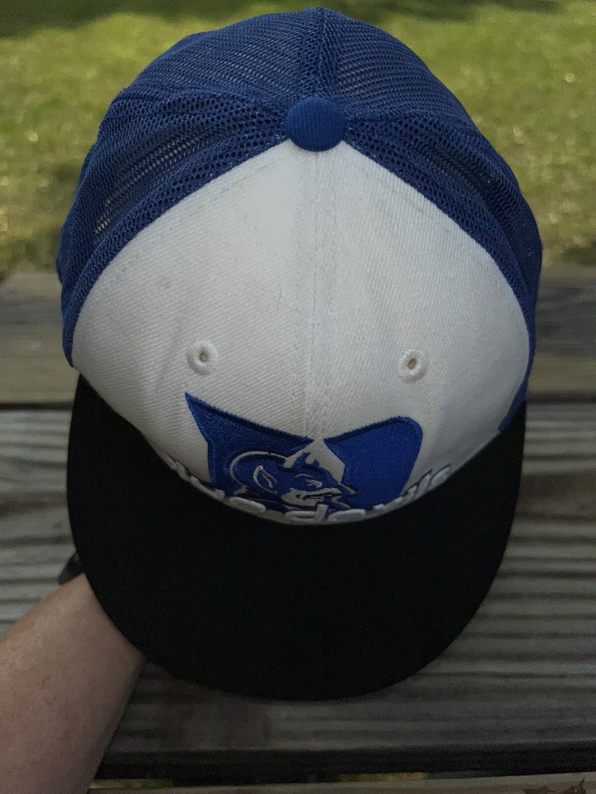 Duke Blue Devils Logo Letters Royal blue Mesh Trucker Hat Cap Snapback 10% Wool