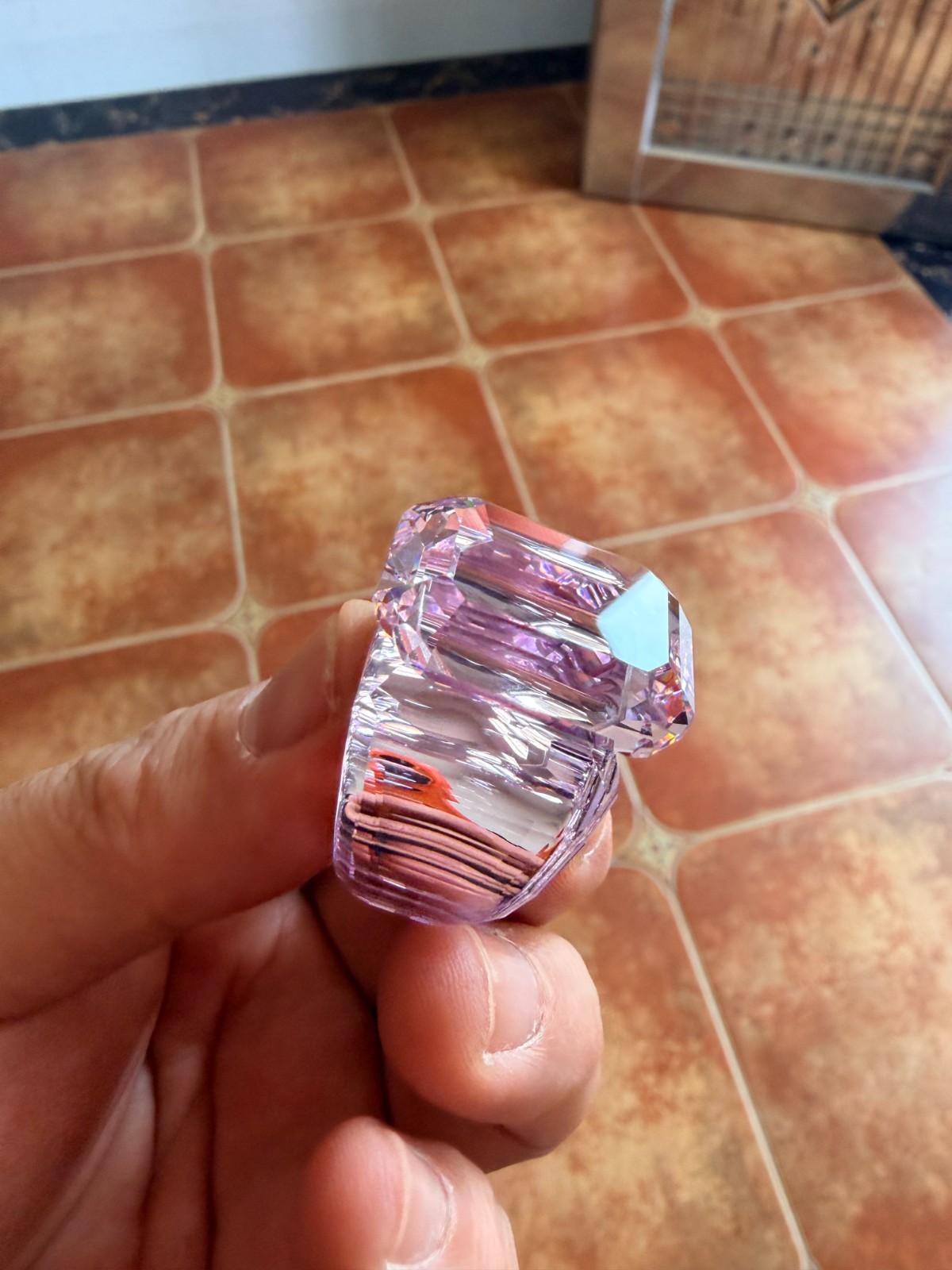 Swarovski Lucent Cocktail Ring, Pink, Size 58