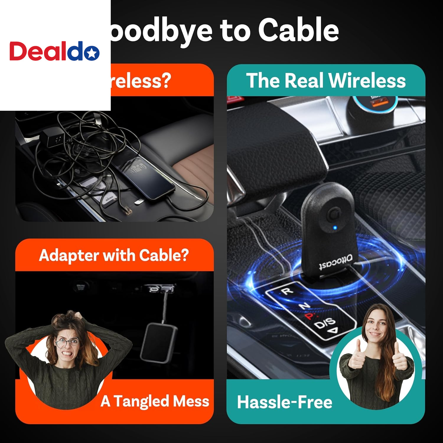 Mini Dongle Wireless Carplay Adapter for Iphone & Android Auto Adapter 2-In-1 Co