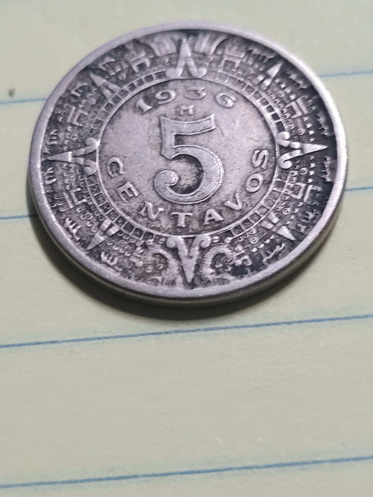 1936-M MEXICO 5 CENTAVOS COIN ( Fine)