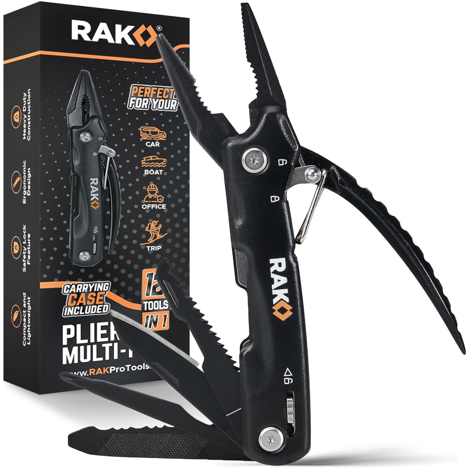 RAK Pro Tools Pliers Multitool - Cool Unique Pocket Size (1 count), Black