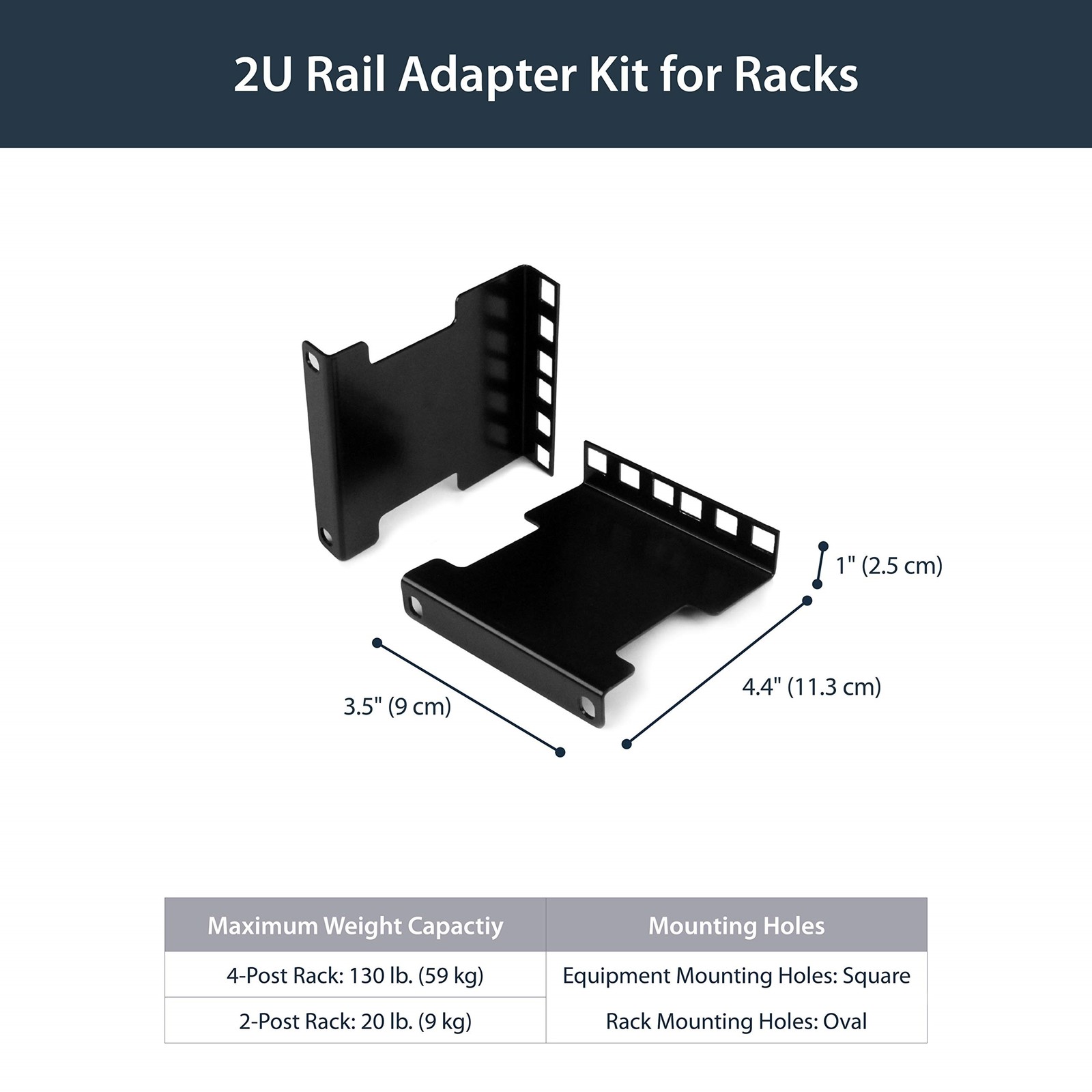 StarTech Rail Depth Adapter Kit for Server Racks - 2U