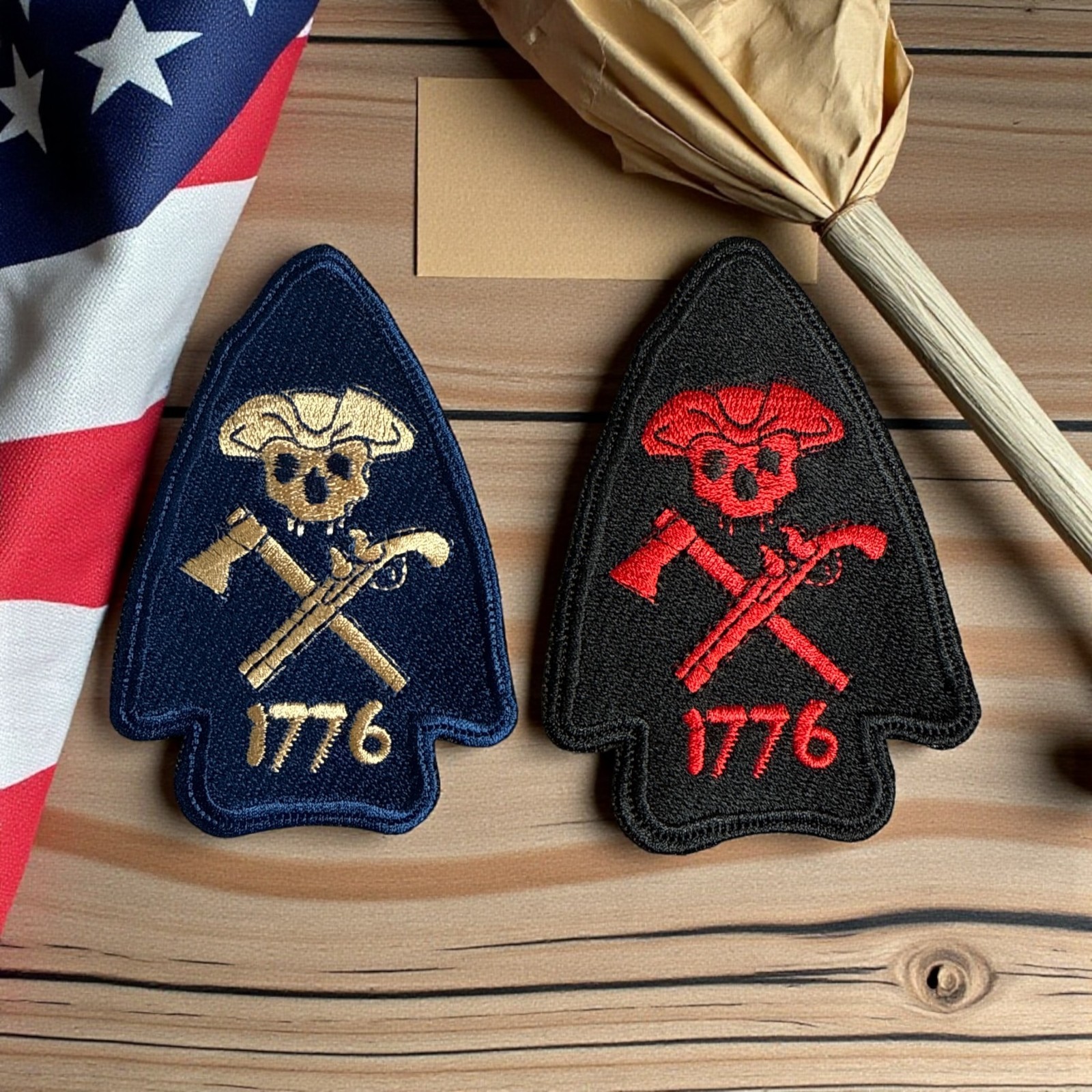 1776 Patriot American Morale Arrowhead Embroidery Patch Multi Sizes 2.75" - 4"