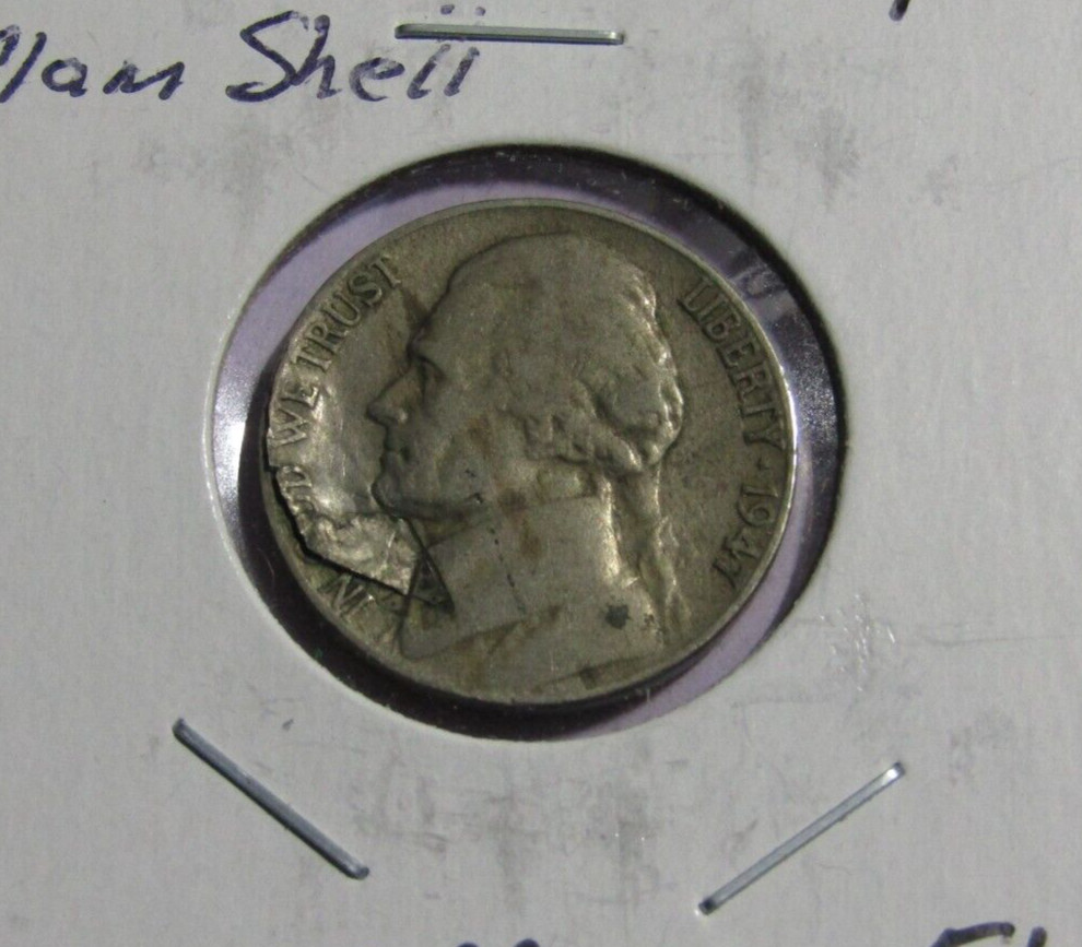 1947 Jefferson Nickel Clamshell Lamentation #310 Neat - VF