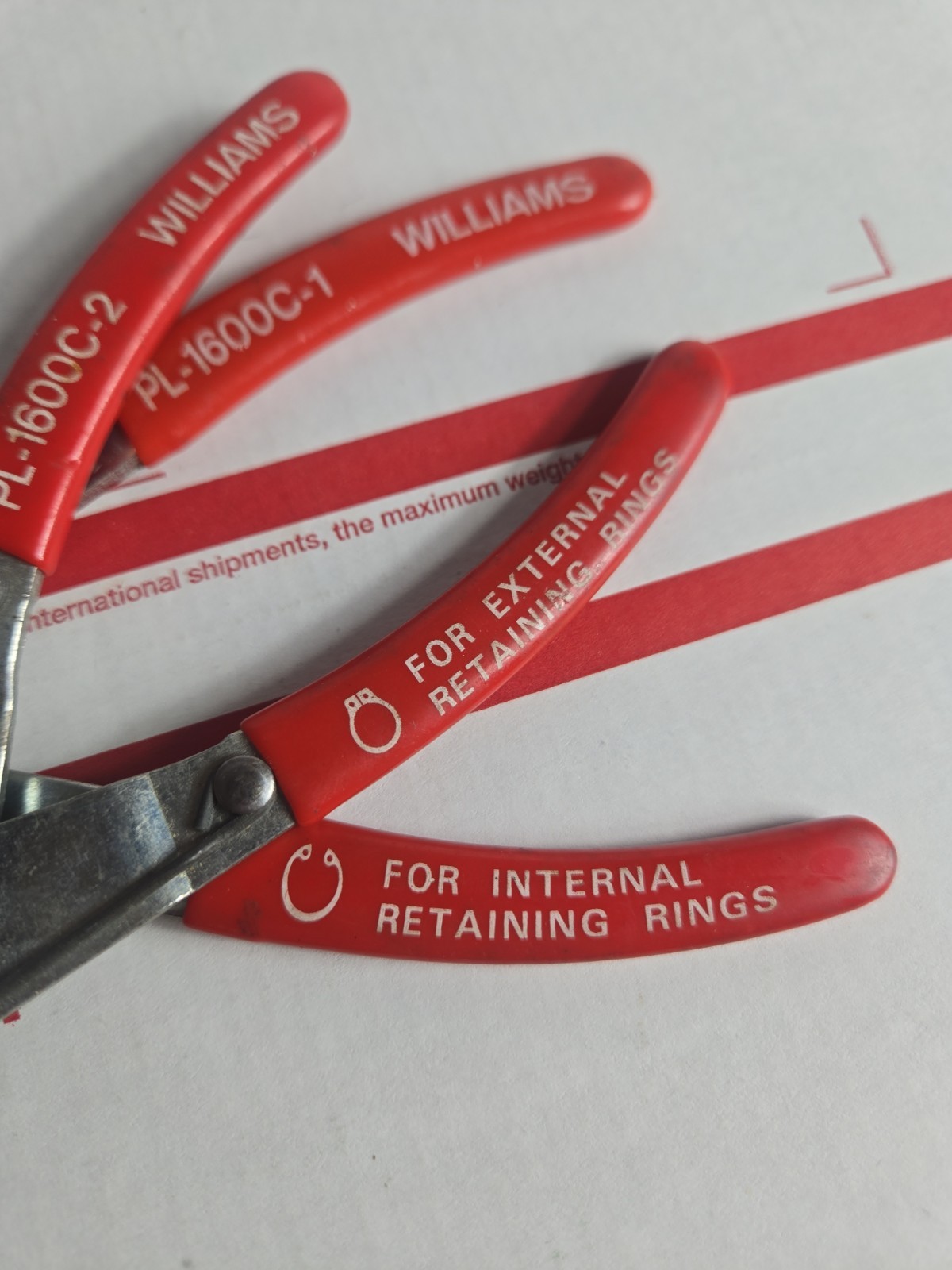 WILLIAMS CO TOOLS SNAP RING INTERNAL AND EXTERNAL PLIERS SET, ****NO TIPS*****