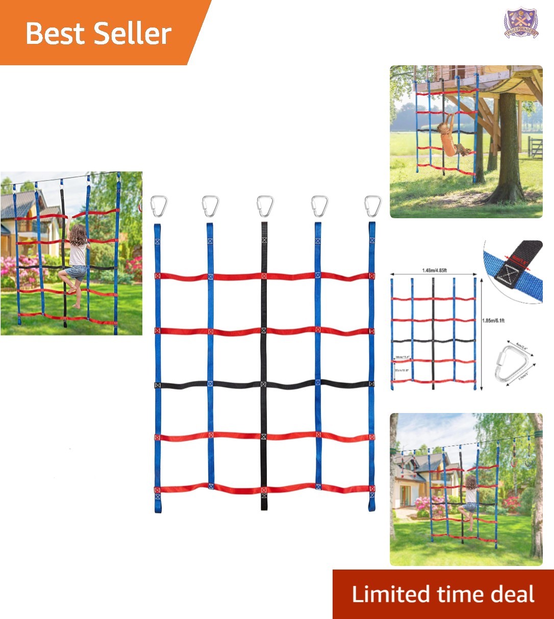 Kids Outdoor Climbing Net Polyester Rope Ladder Playground Obstacle Course