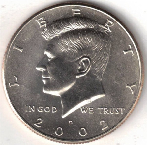 2002-D Brilliant Uncirculated Copper-Nickel Clad Copper Strike Half Dollar Coin!
