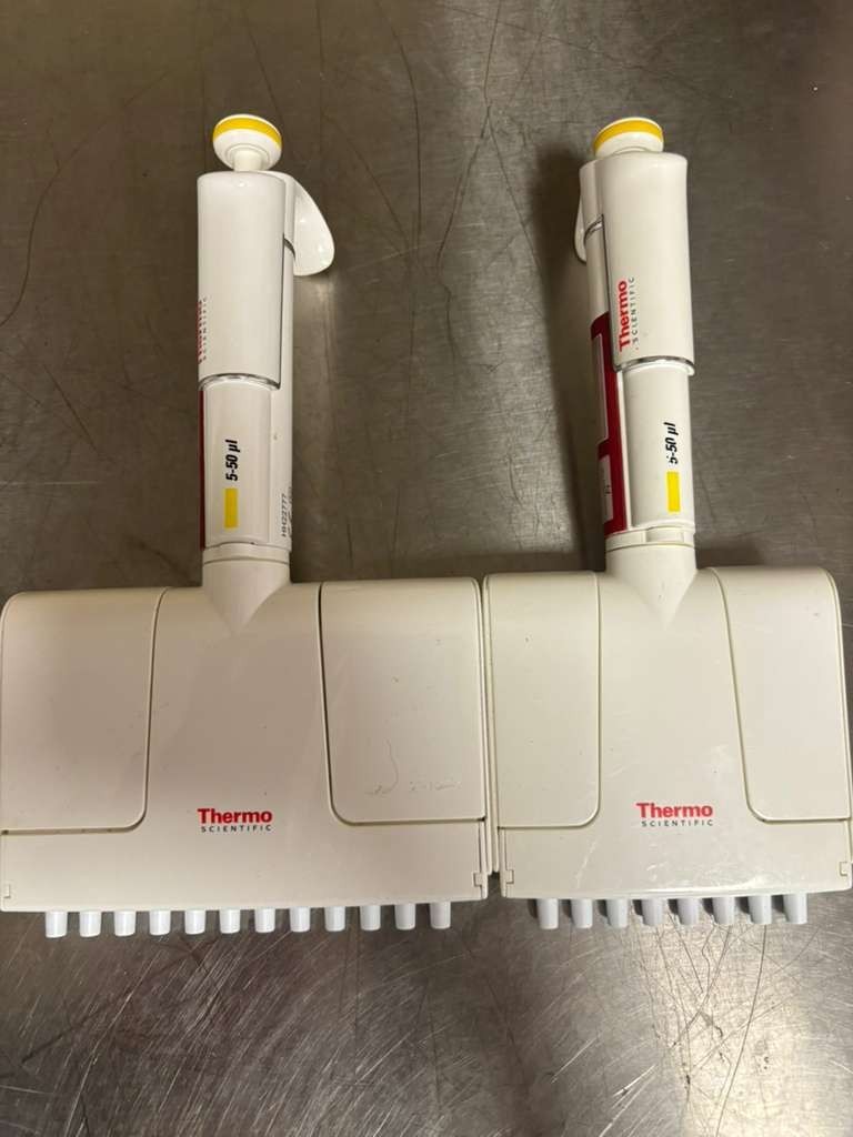 Set of 2 ThermoF1 finnpipette multichannel Pipette 5-50ul 8-12channel