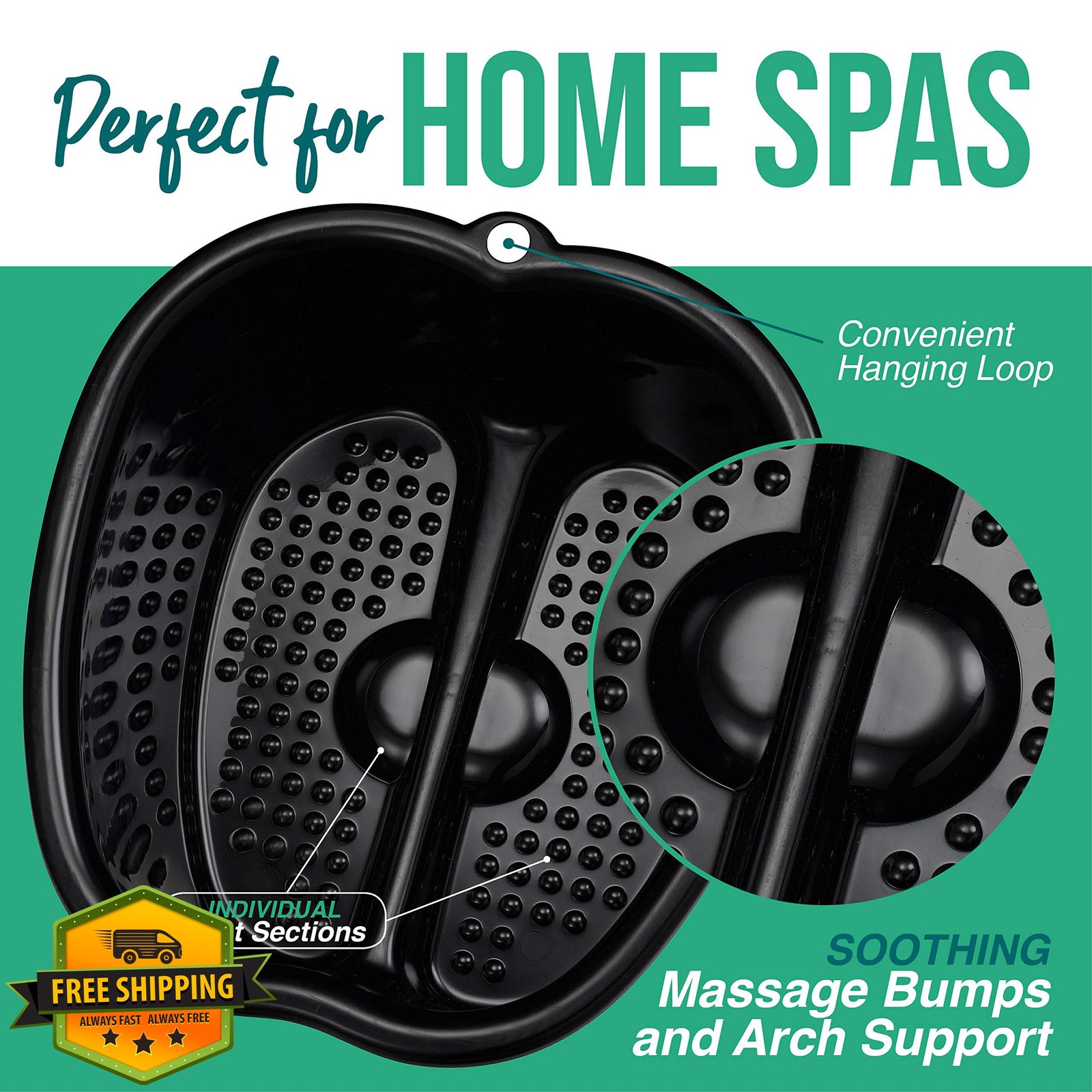 AllSett Health Large Foot Soaking Bath Basin Pedicure Massager Callus Remover