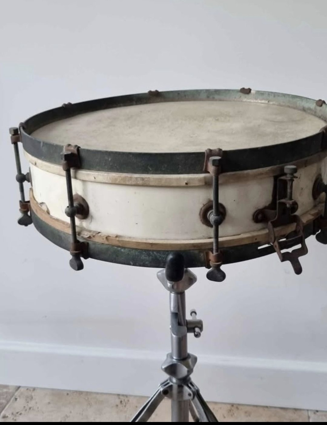 Rare Antique French Houzet-Lefelle Wooden Shell Snare Drum Early 1900s