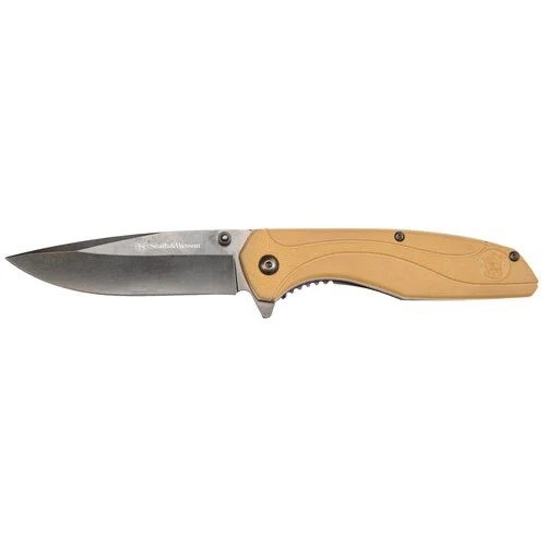 Smith & Wesson 1084312 Flipper Tab Folding Knife 3.50" Black Oxide Plain Edge
