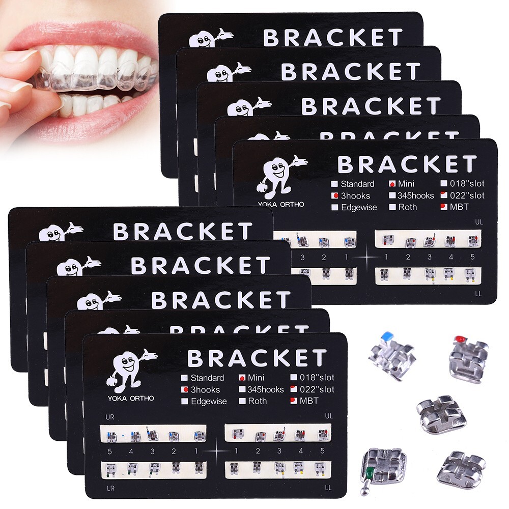5PKS Orthodontic Dental Brackets Brace Mini MBT 022 Slot 3 Hooks Metal FDA & CE
