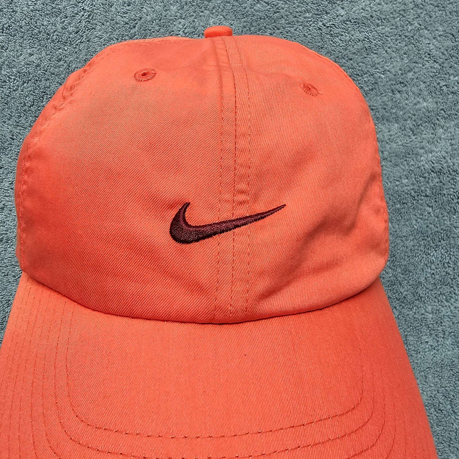 Nike Golf Hat Center Check Swoosh Peach Baseball Hat Golf Cap Hook Loop OSFA