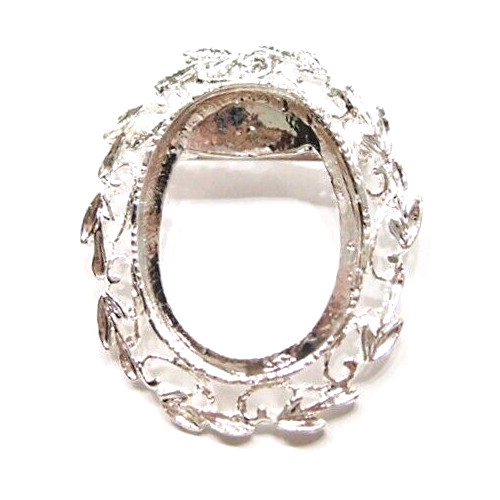 4 of 40x30mm Shiny Silver Old Style Leaves Wreath Brooch Pendant Combo Settings