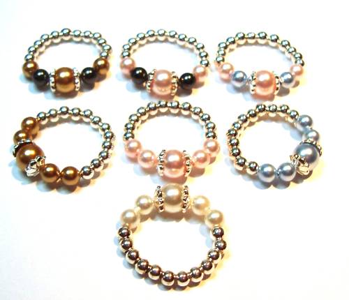 Crystal pearl & sterling silver toe ring fancy bead caps elegant great quality