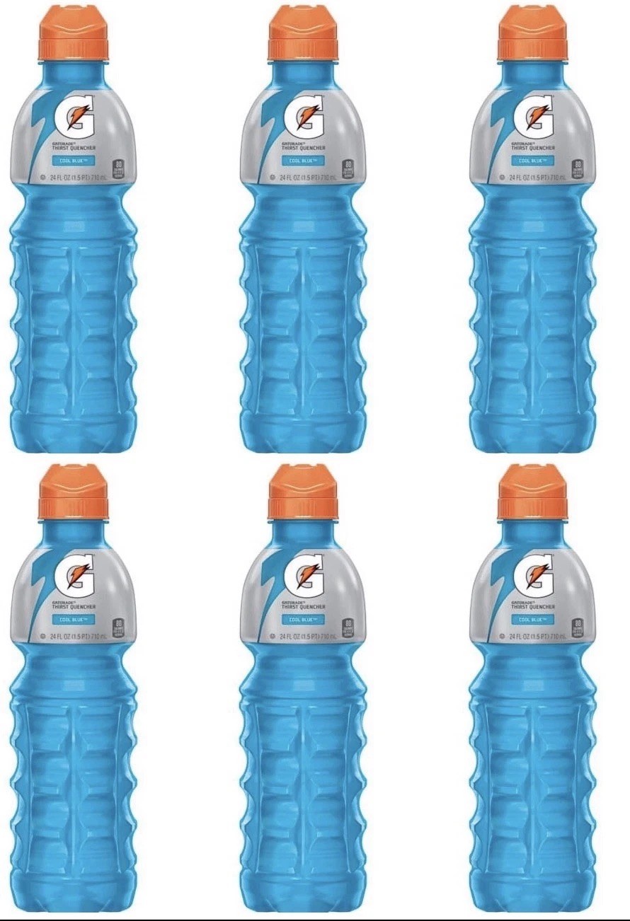 Gatorade Mainline Cool Blue 24 oz Plastic Sports Top Bottles Pack of 6 Free SHIP