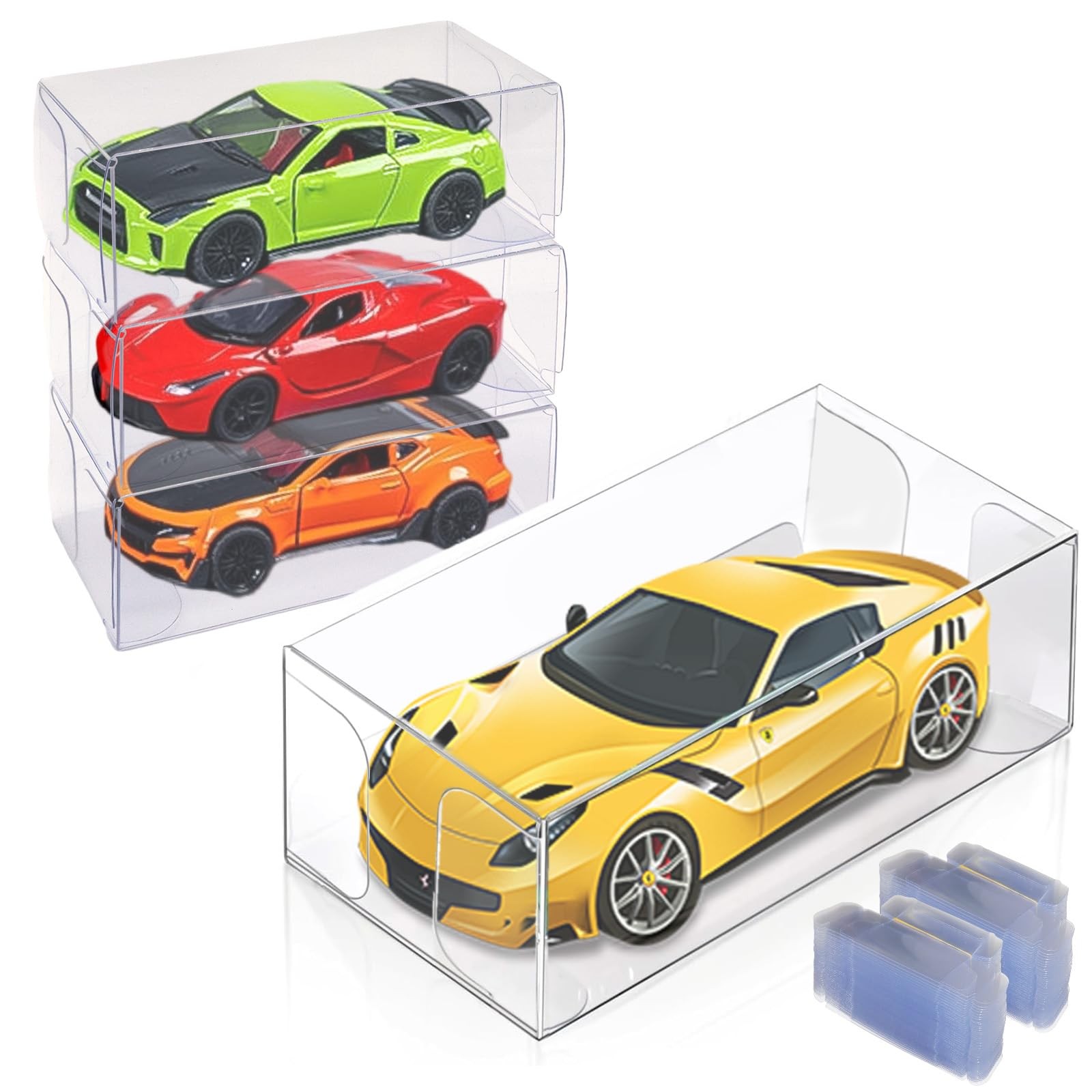 100 Pcs 1/64 Scale Display Case for Hot Wheels, Matchbox Cars Storage Case Clear