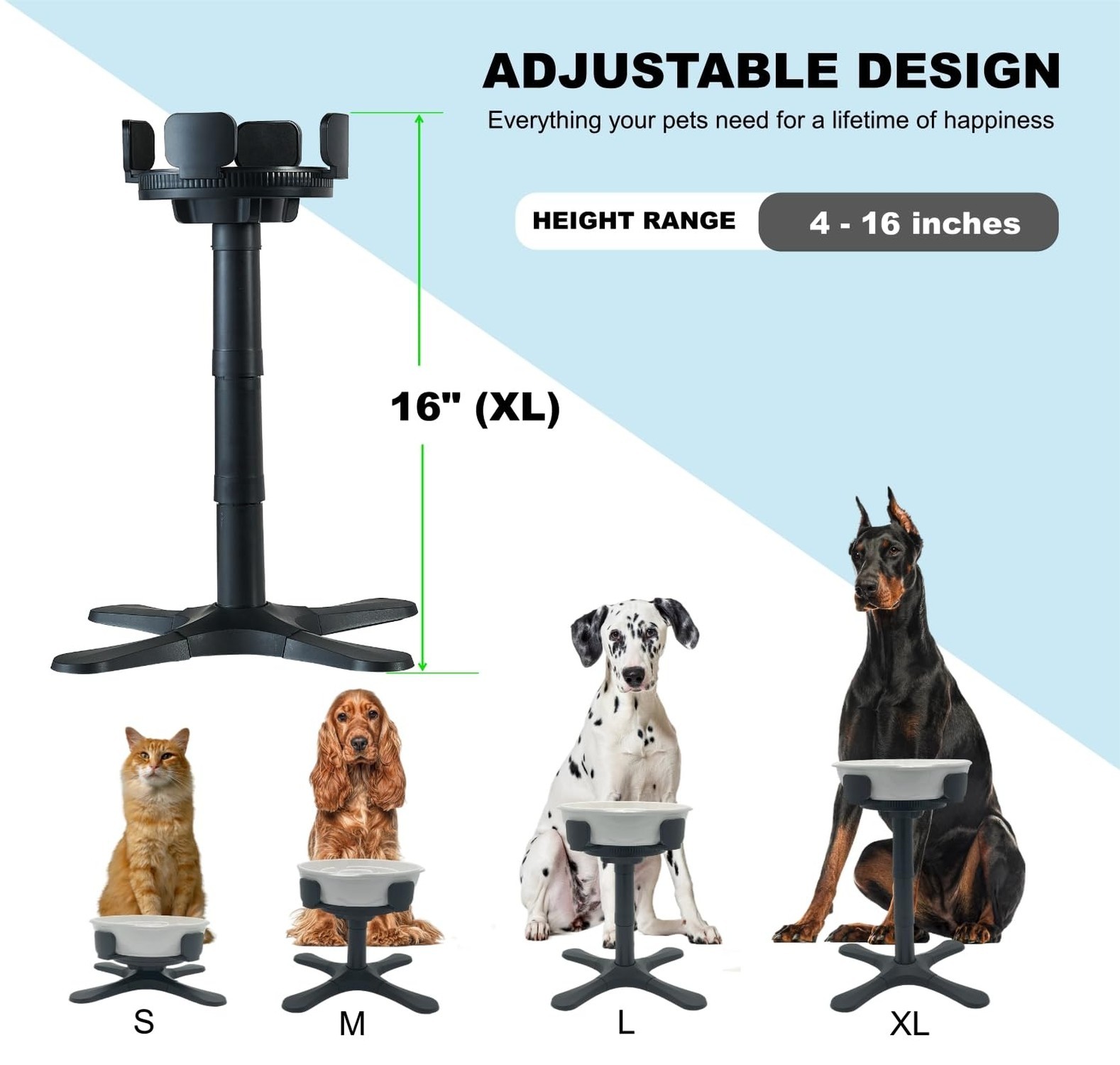 Dog Bowl Stand with Adjustable Width & Height [Stand Only], Elevated Pet Wate...