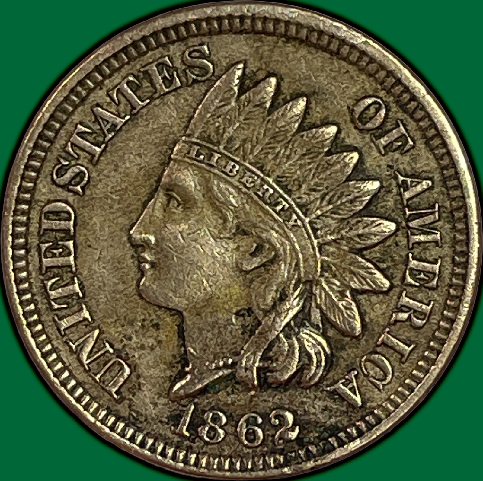 1862 Indian Head Cent Almost Uncirculated AU Coin #44435