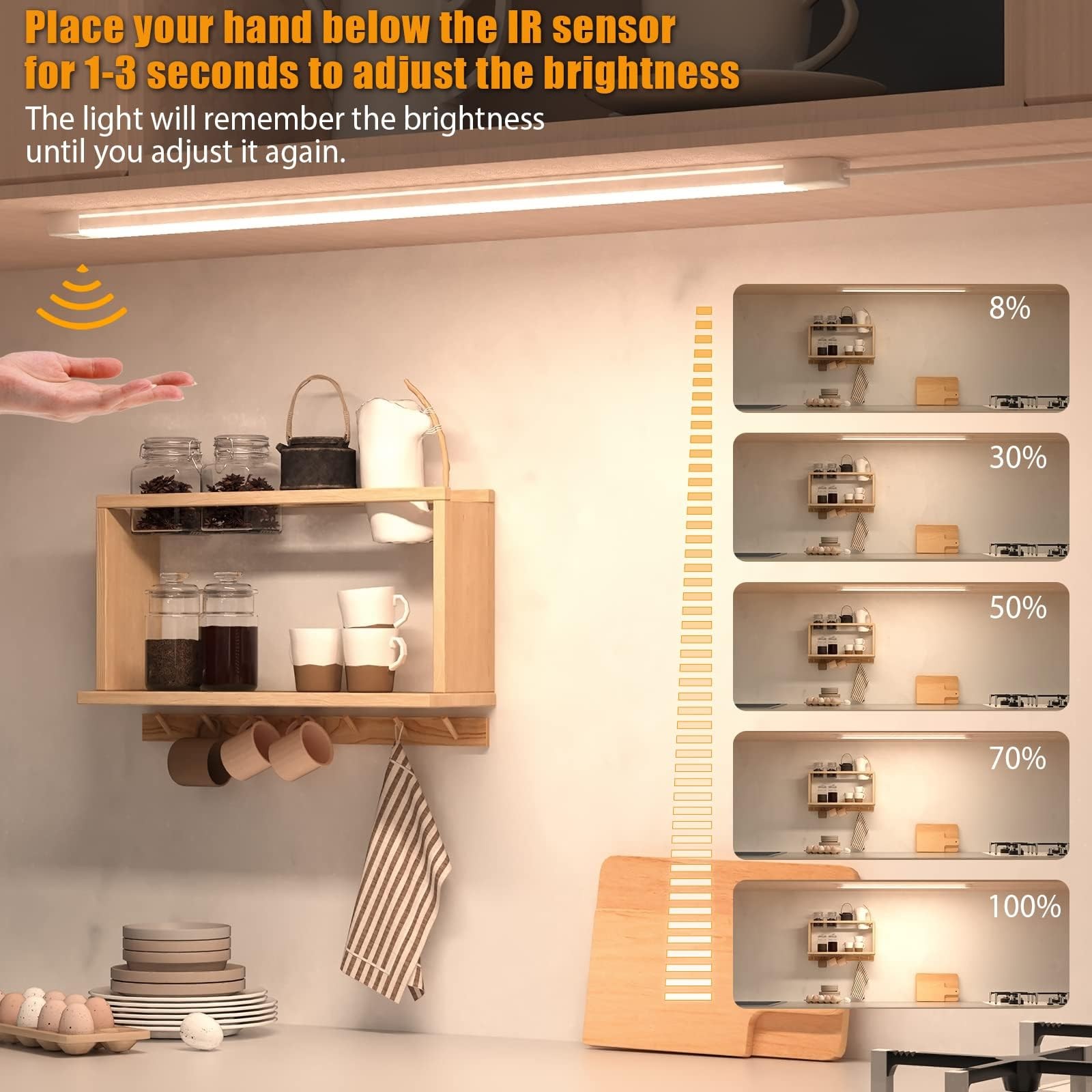 MYPLUS 16 Inch Under Cabinet Lights with Hand Wave, Under Counter Lighting 40...